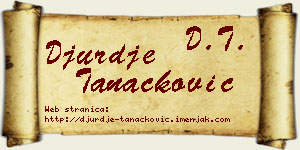 Đurđe Tanacković vizit kartica